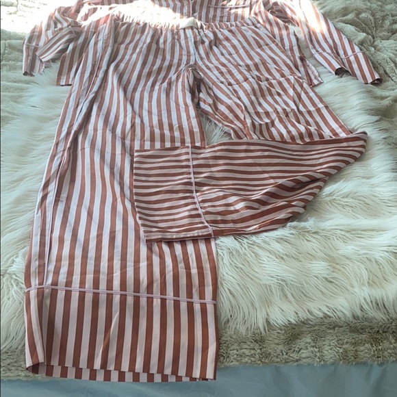 Victoria's Secret Other - Victoria’s Secret Stripped Satin Long Pajama set